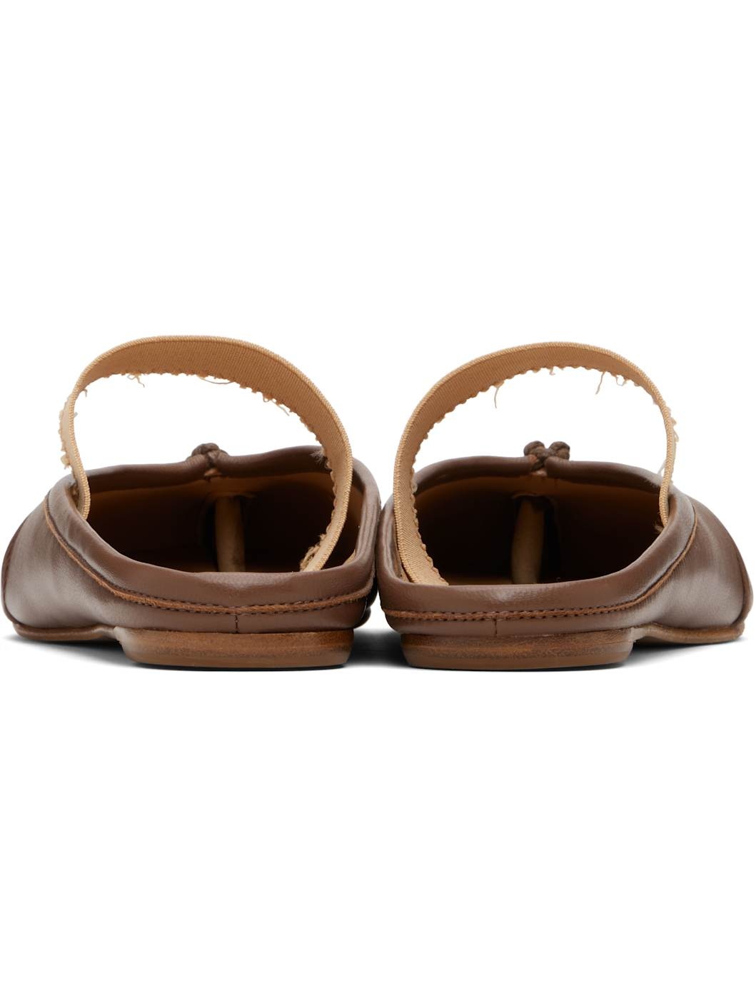 Beige Tabi Elastic Band Mule Flats - 2