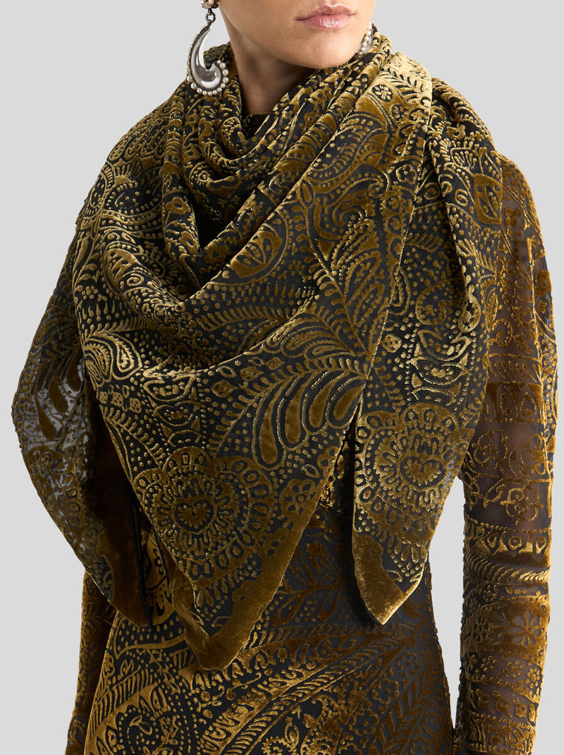 Etro BURNOUT VELVET SHAWL WITH PAISLEY FOLIAGE MOTIF outlook
