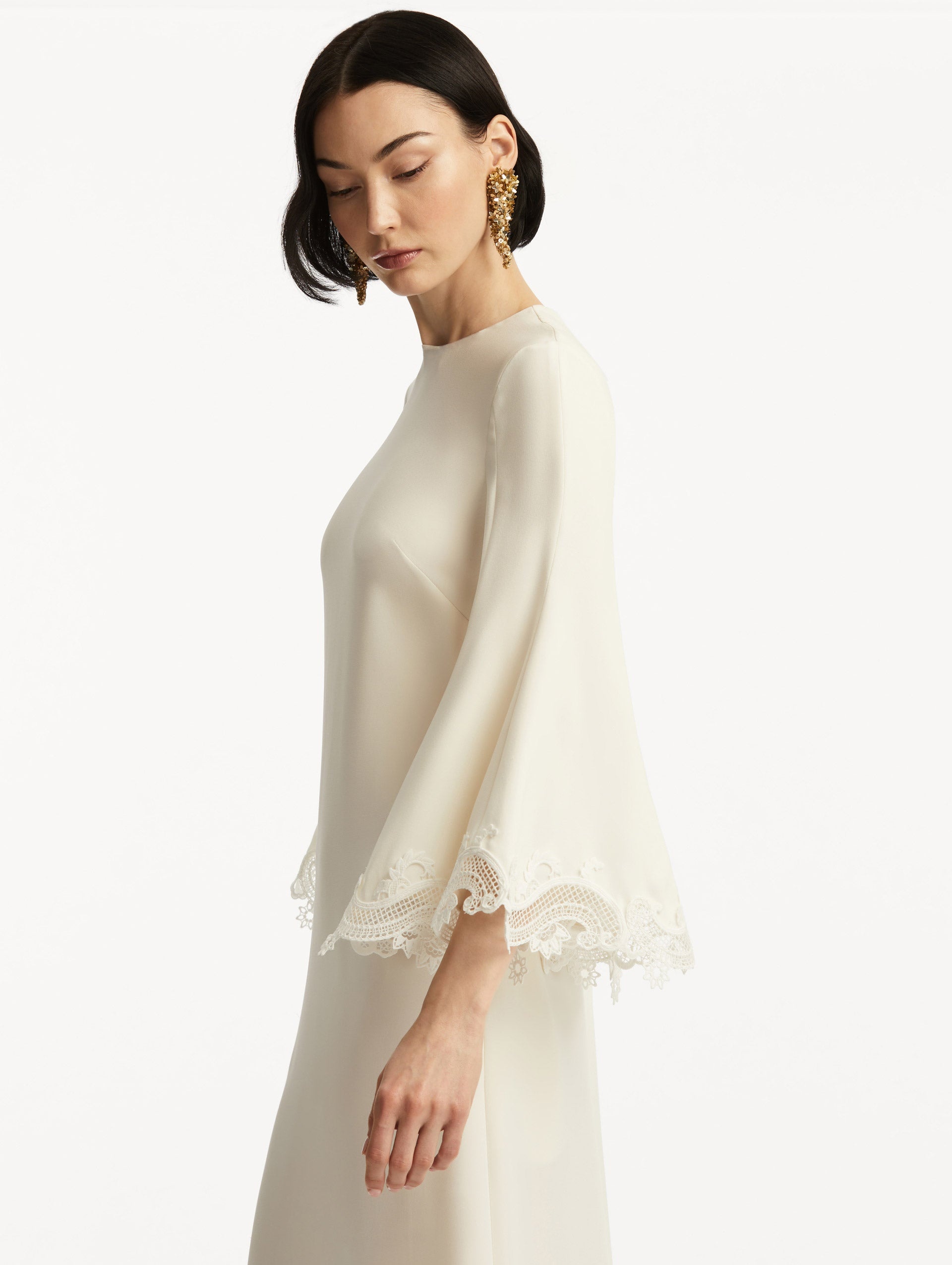 SCROLL GUIPURE-DETAILED CAFTAN - 5