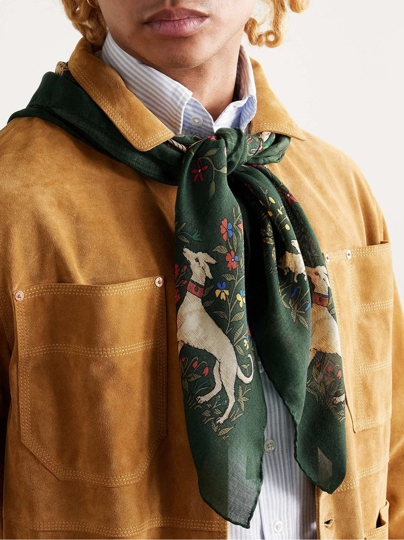 Drake's Printed Wool and Silk-Blend Scarf outlook
