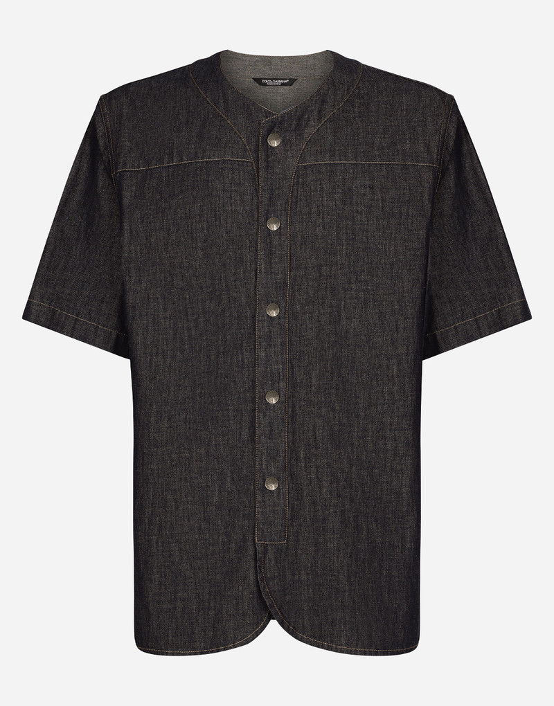 Denim bowling shirt with “Dolce&Gabbana” embroidery 1