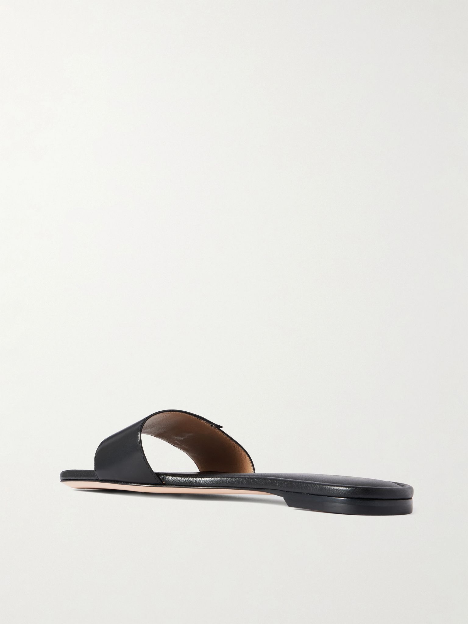 Padlock embellished leather slides Black - 3