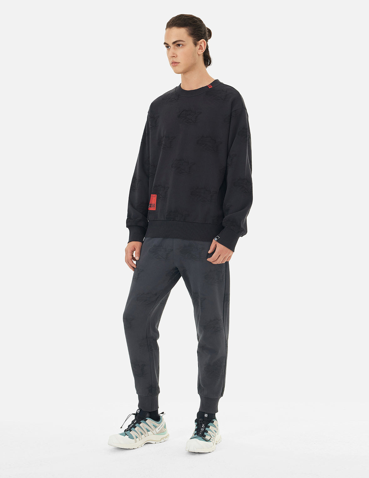 Allover Crinkle Logo Print Regular Fit Sweatshirt - 3