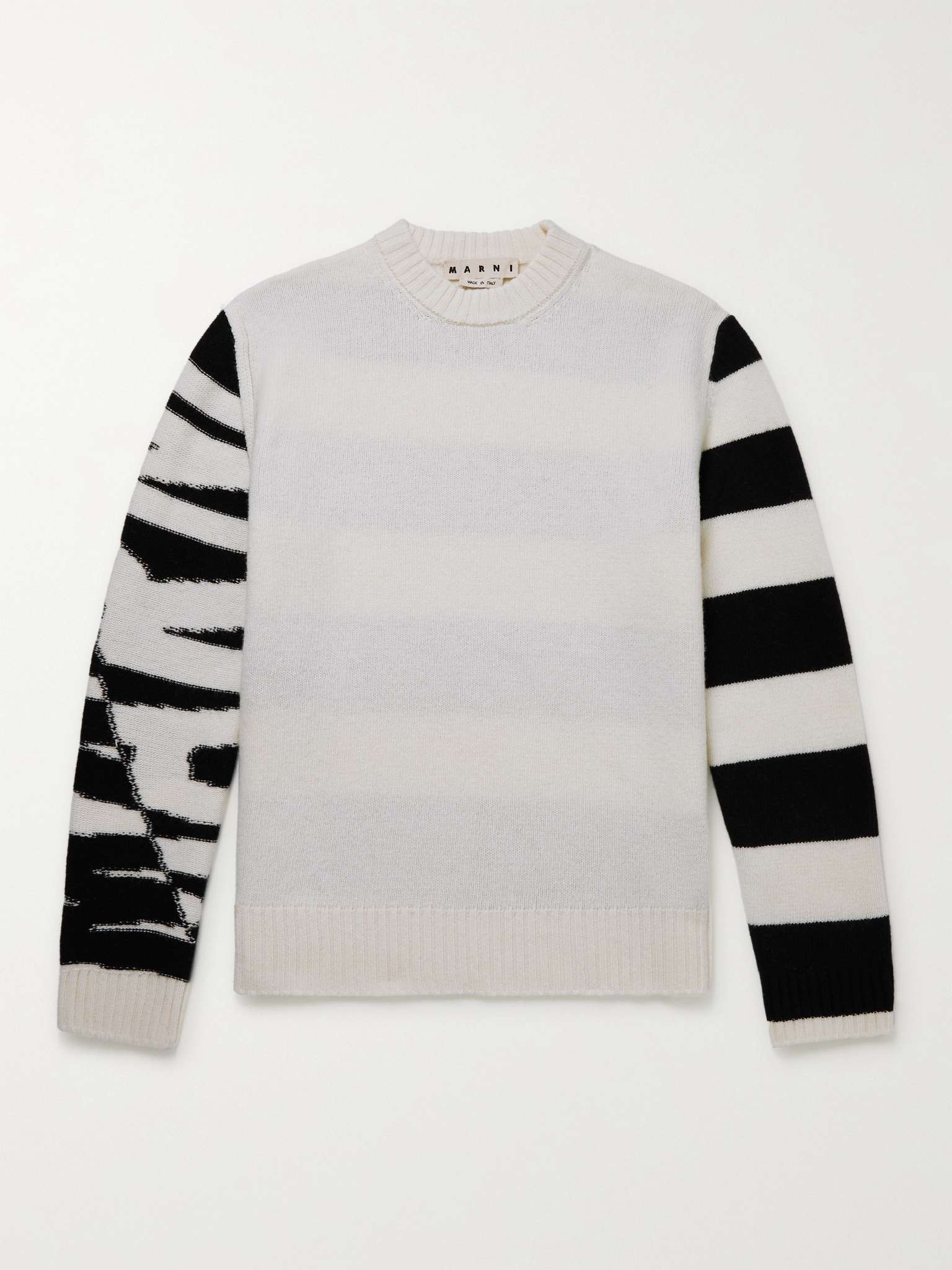 Striped Logo-Intarsia Wool Sweater - 1