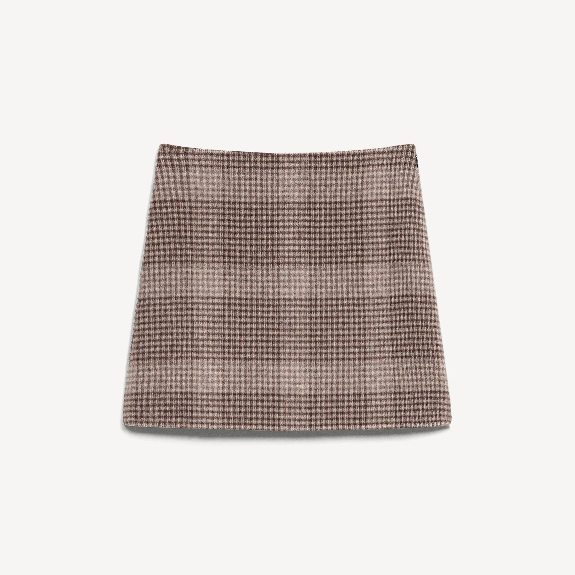 A-Line Mini Skirt in Plaid Wool-Cashmere - 1