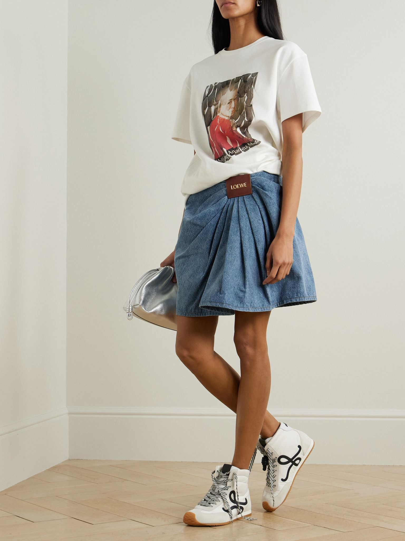 Printed cotton-blend jersey T-shirt White - 2