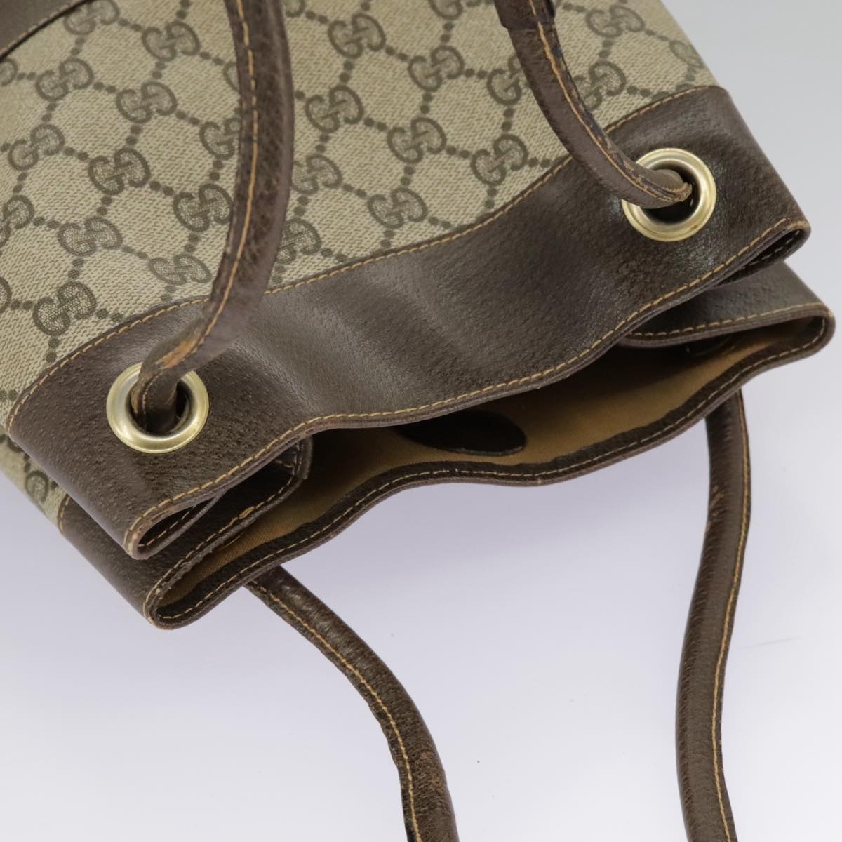 GUCCI GG Supreme Web Sherry Line Hand Bag Pvc Beige Green Red - 6