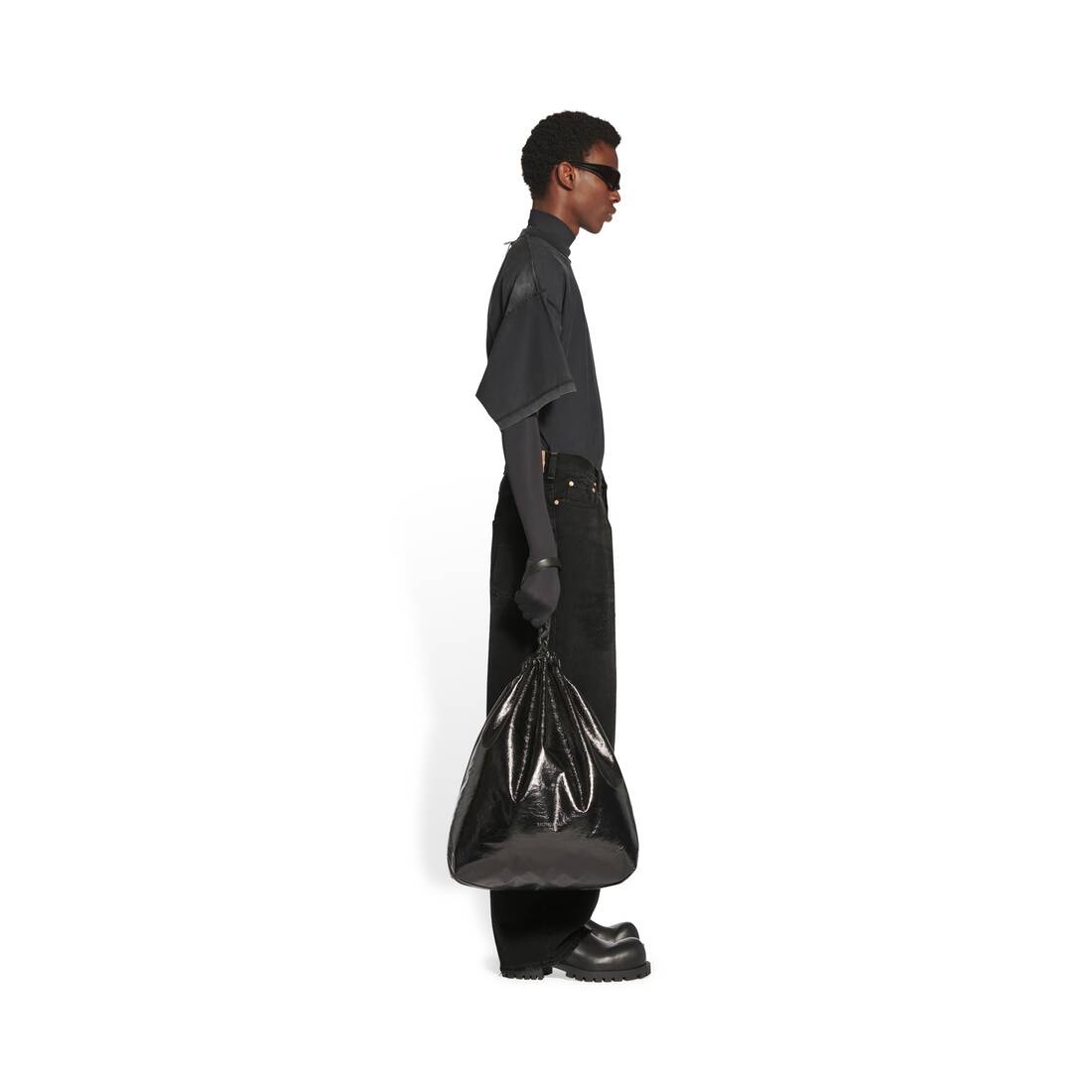 Men's Large Baggy Jeans in Black - 5