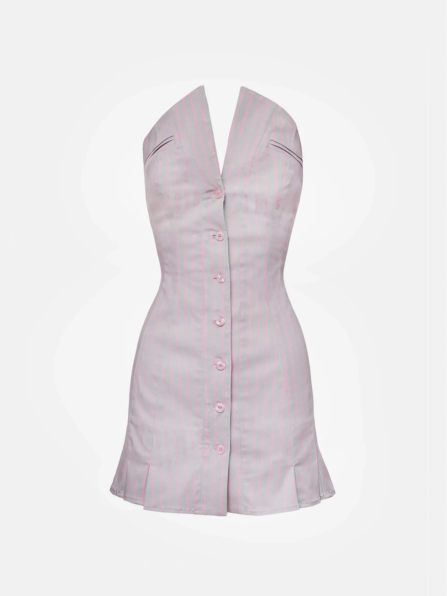 COURT DRESS GREY/PINK PINSTRIPE - 1