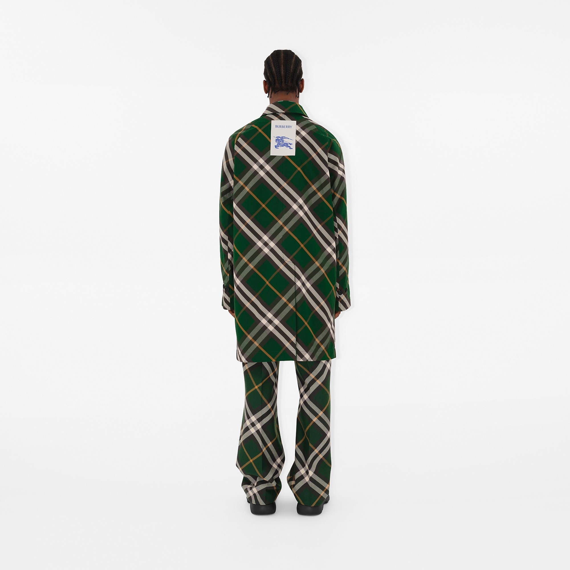 Mid-length Reversible Check Gabardine Car Coat - 4