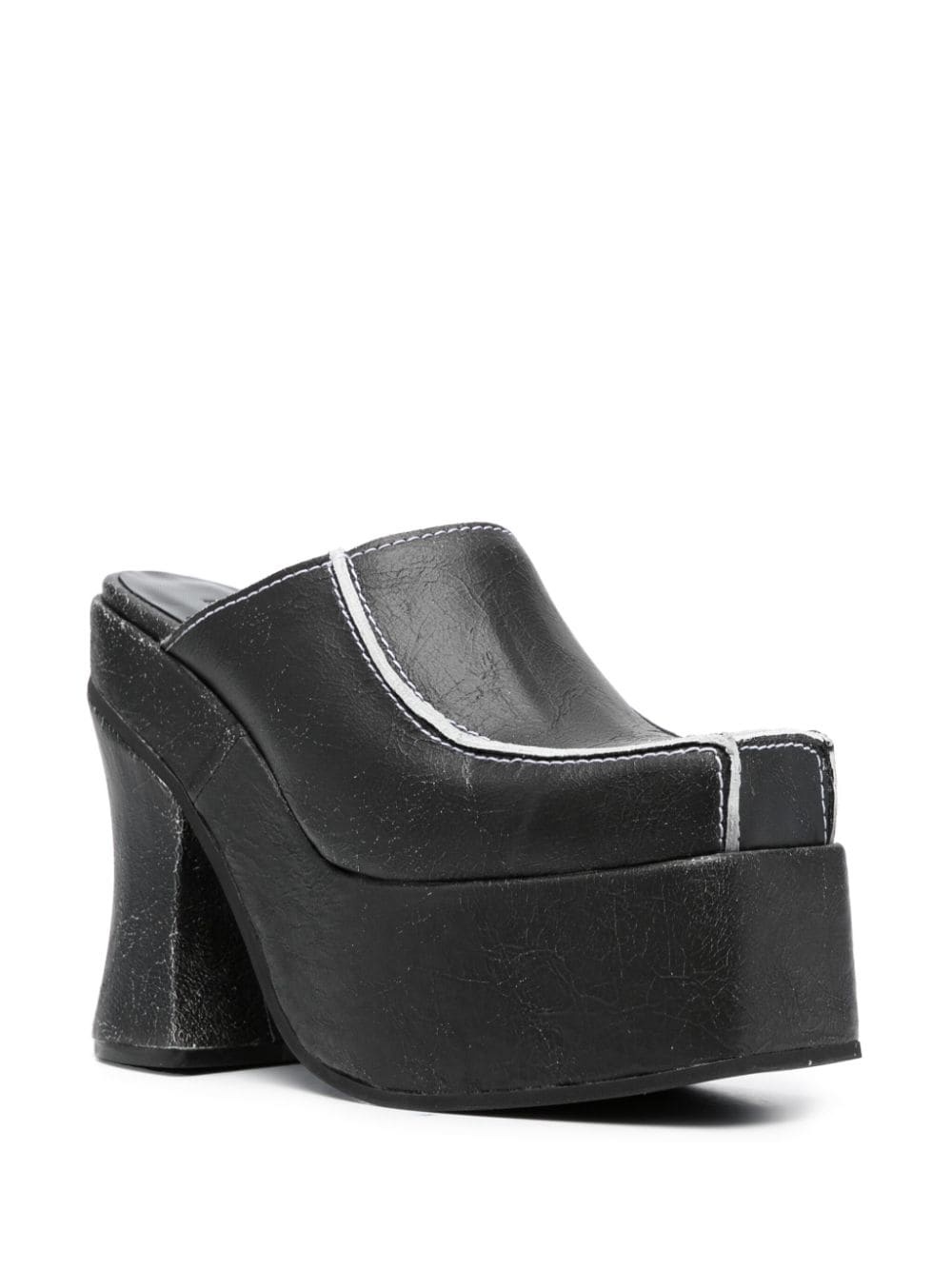 140mm cracked-leather platform mules - 2