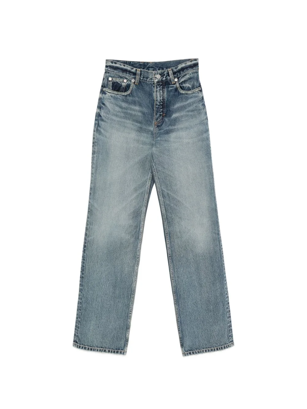 distressed straight-leg jeans - 1
