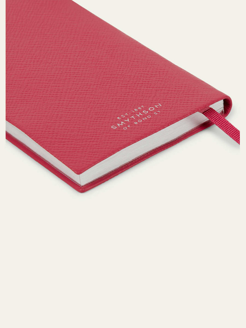 Smythson "XOXO" Panama Leather Pocket Notebook, Raspberry outlook