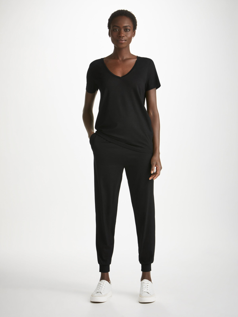 Derek Rose Women's Track Pants Basel Micro Modal Stretch Black outlook