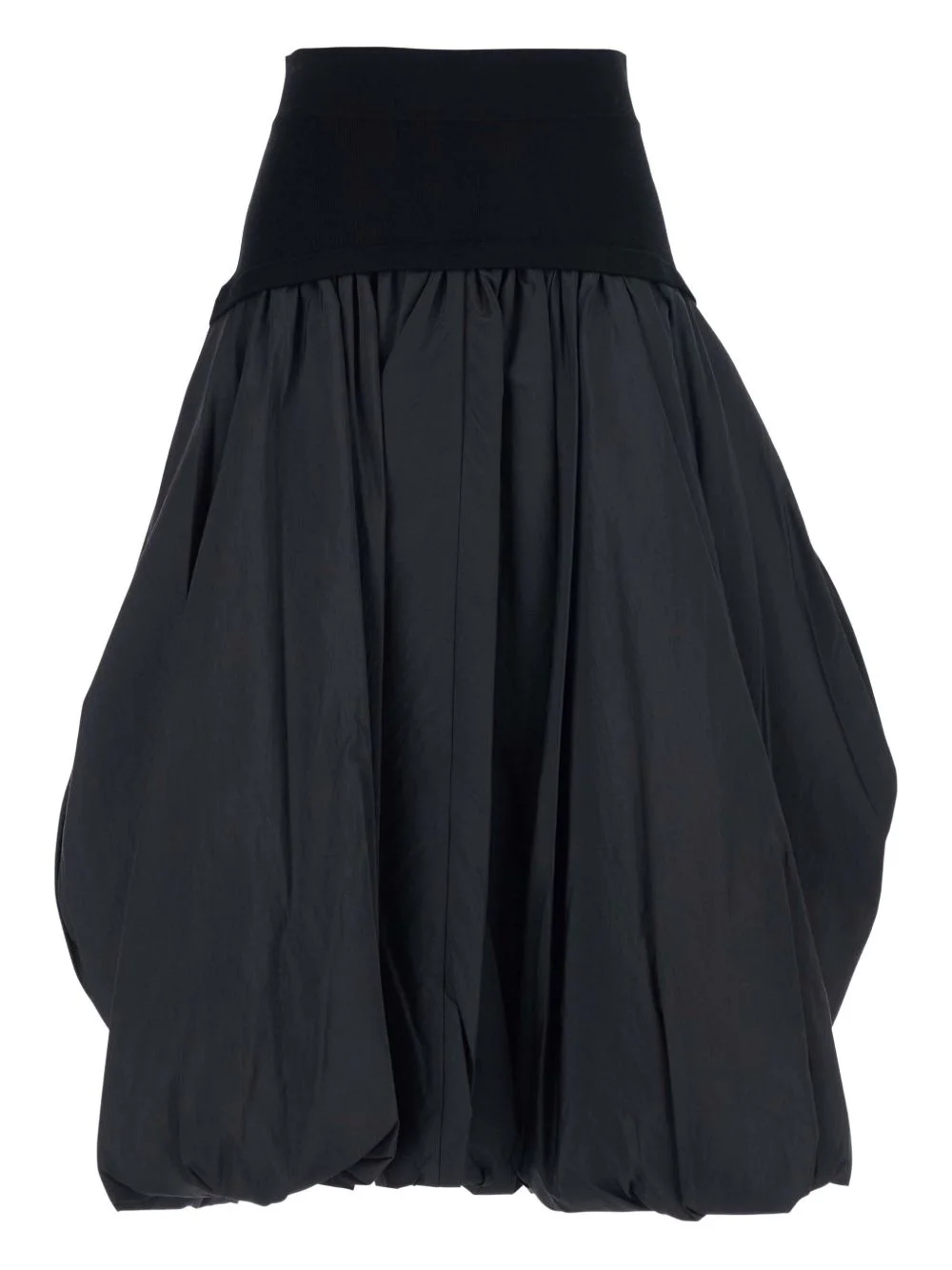 elastic waist draped midi skirt - 1