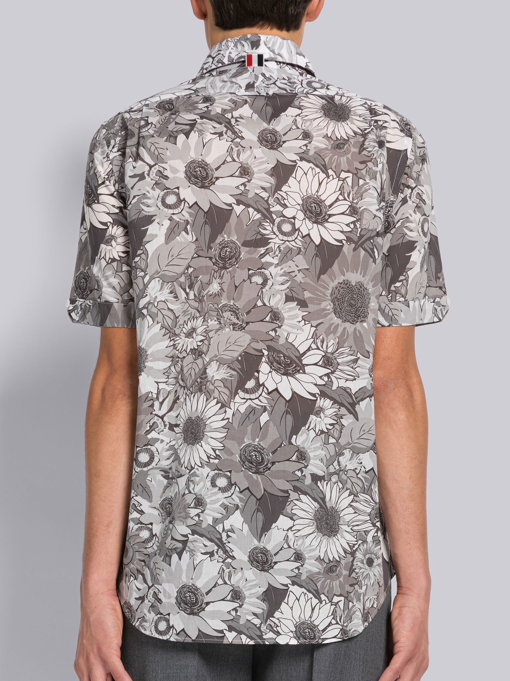 FLORAL COTTON VOILE STRAIGHT FIT BUTTON DOWN SHORT SLEEVE SHIRT - 4