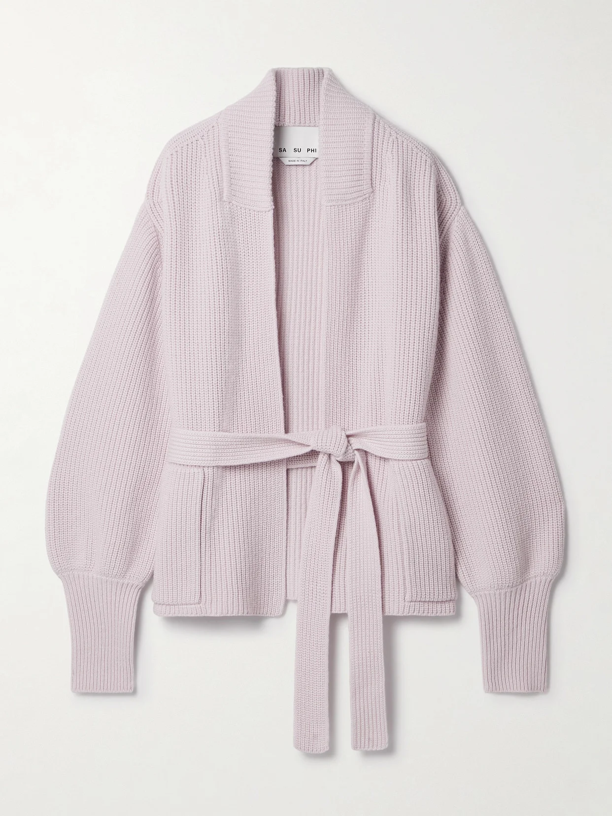 E. r. Belted Ribbed Merino Wool And Cashmere-blend Cardigan - 1