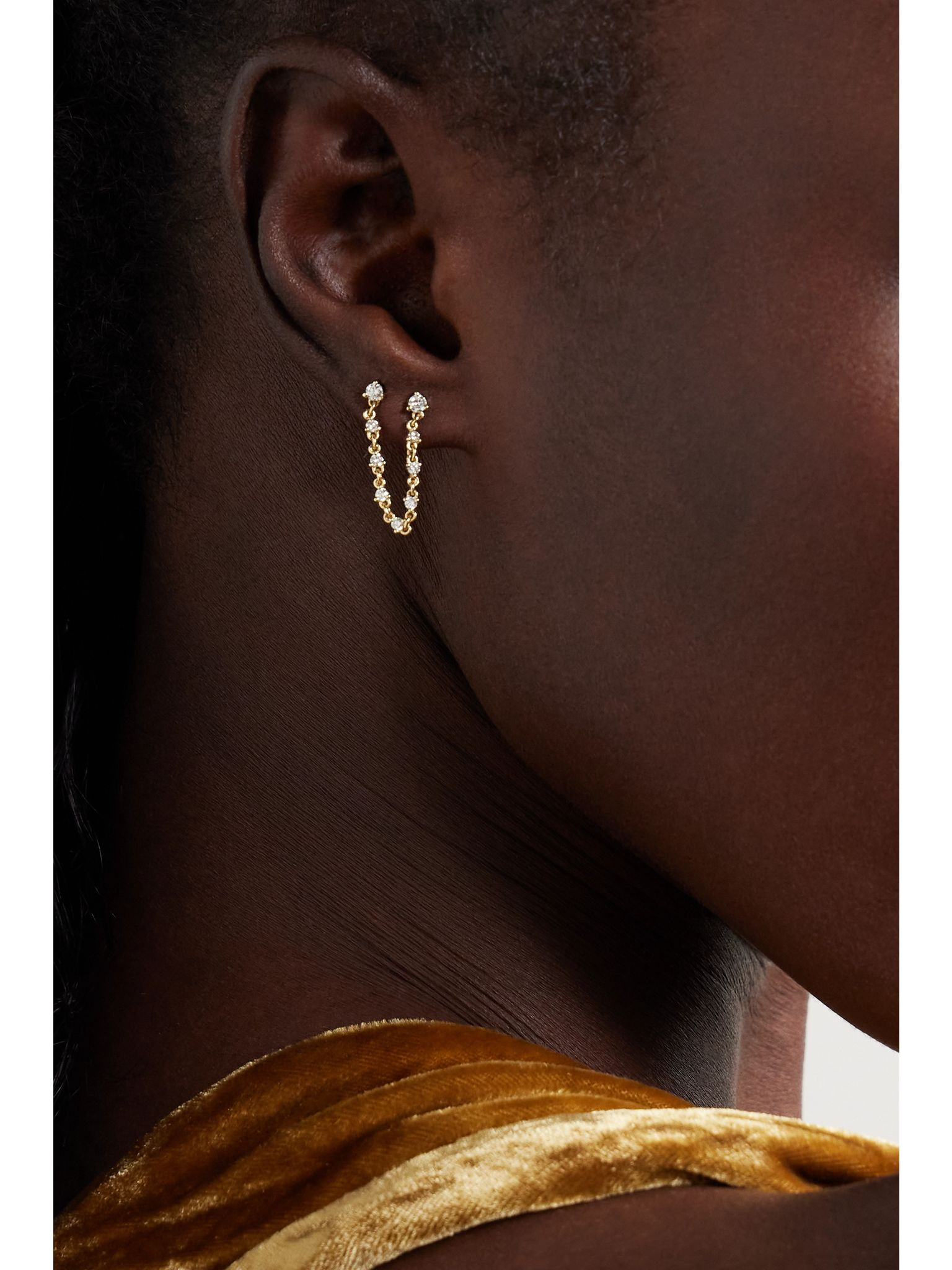14-karat gold diamond single earring Gold - 2