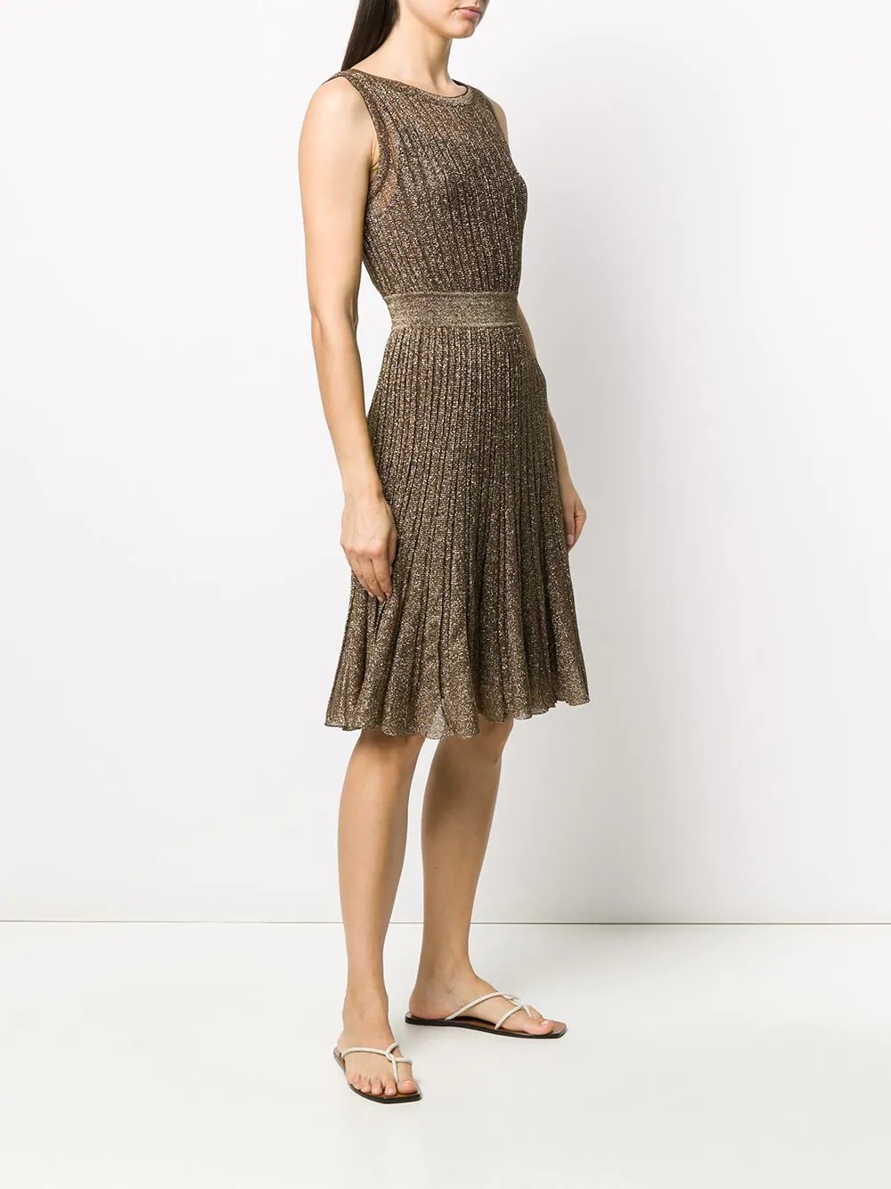 metallic pleated dress - 3