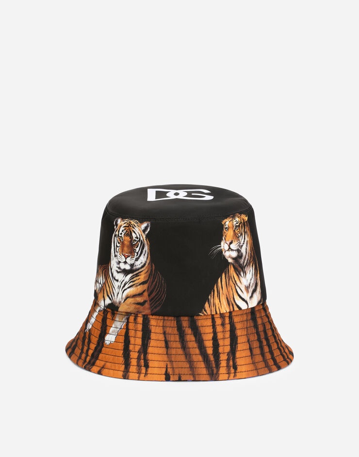 Reversible bucket hat in tiger-print nylon - 1