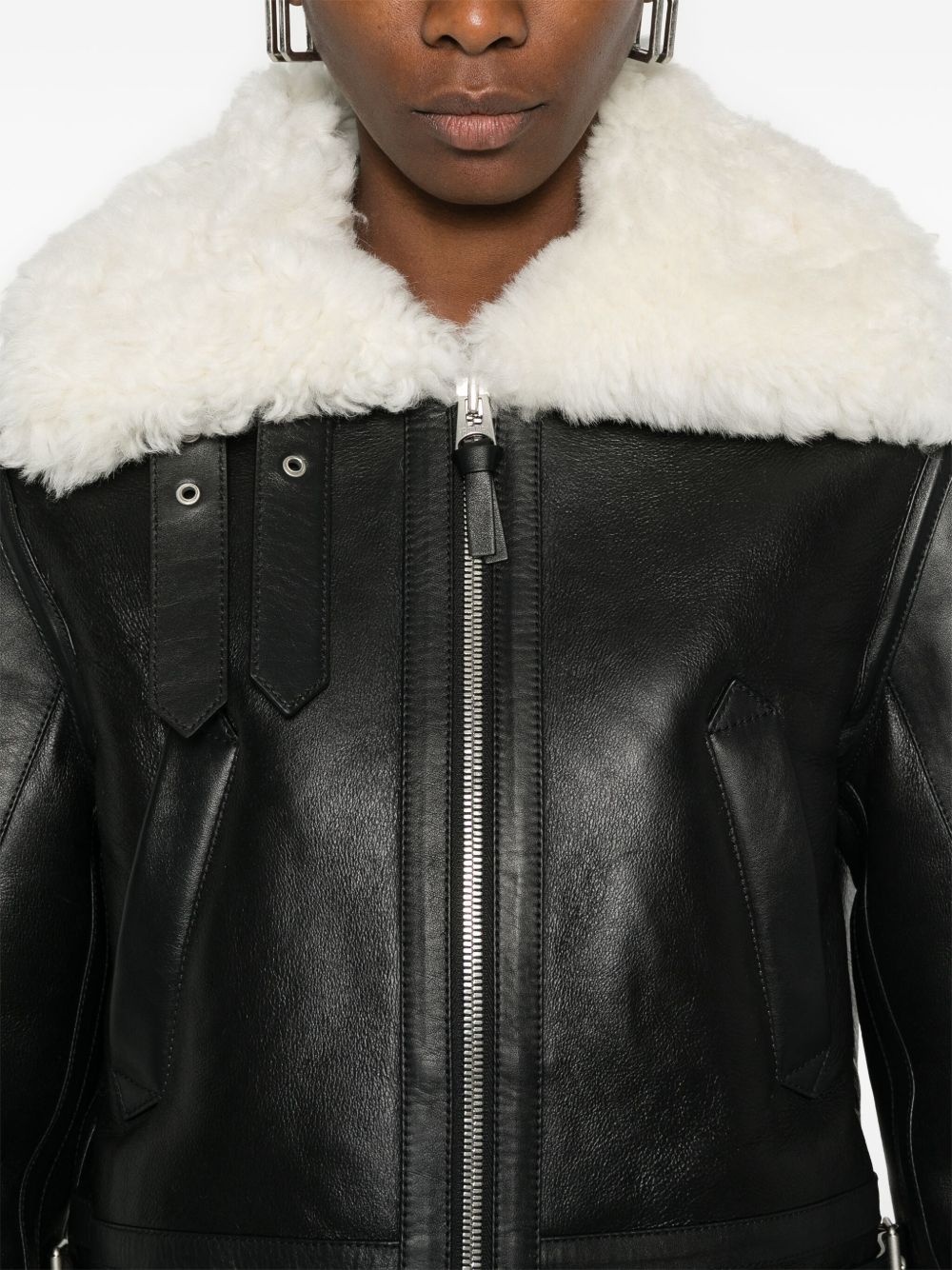 shearling-trim jacket - 5