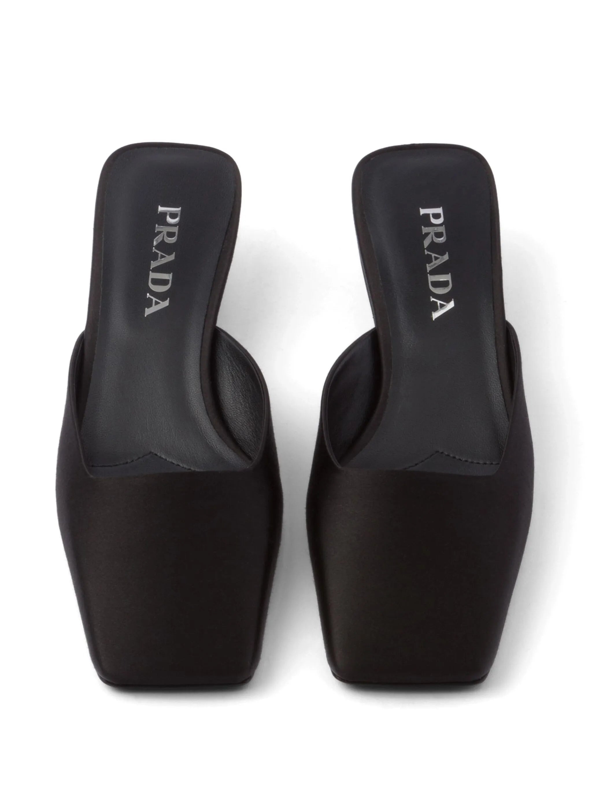 Square-toe Satin Mules - 6