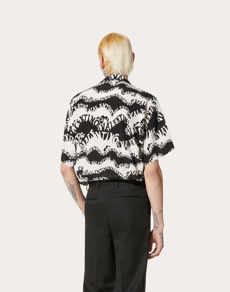 SILK BOWLING SHIRT WITH WAVES VALENTINO ARCHIVE 1970 PRINT 4
