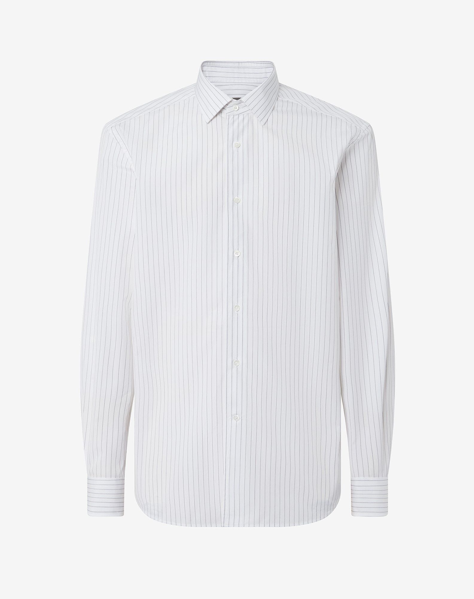 Cotton poplin shirt with black stripes - 1