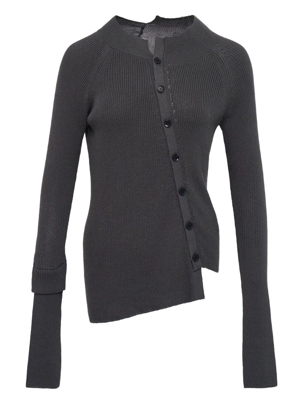 asymmetric ribbed-knit cardigan - 1
