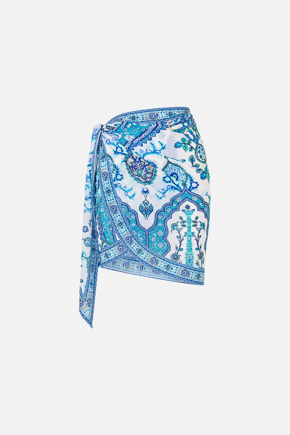 EYELET WRAP MINI SARONG WITH TIE WAIST - 1