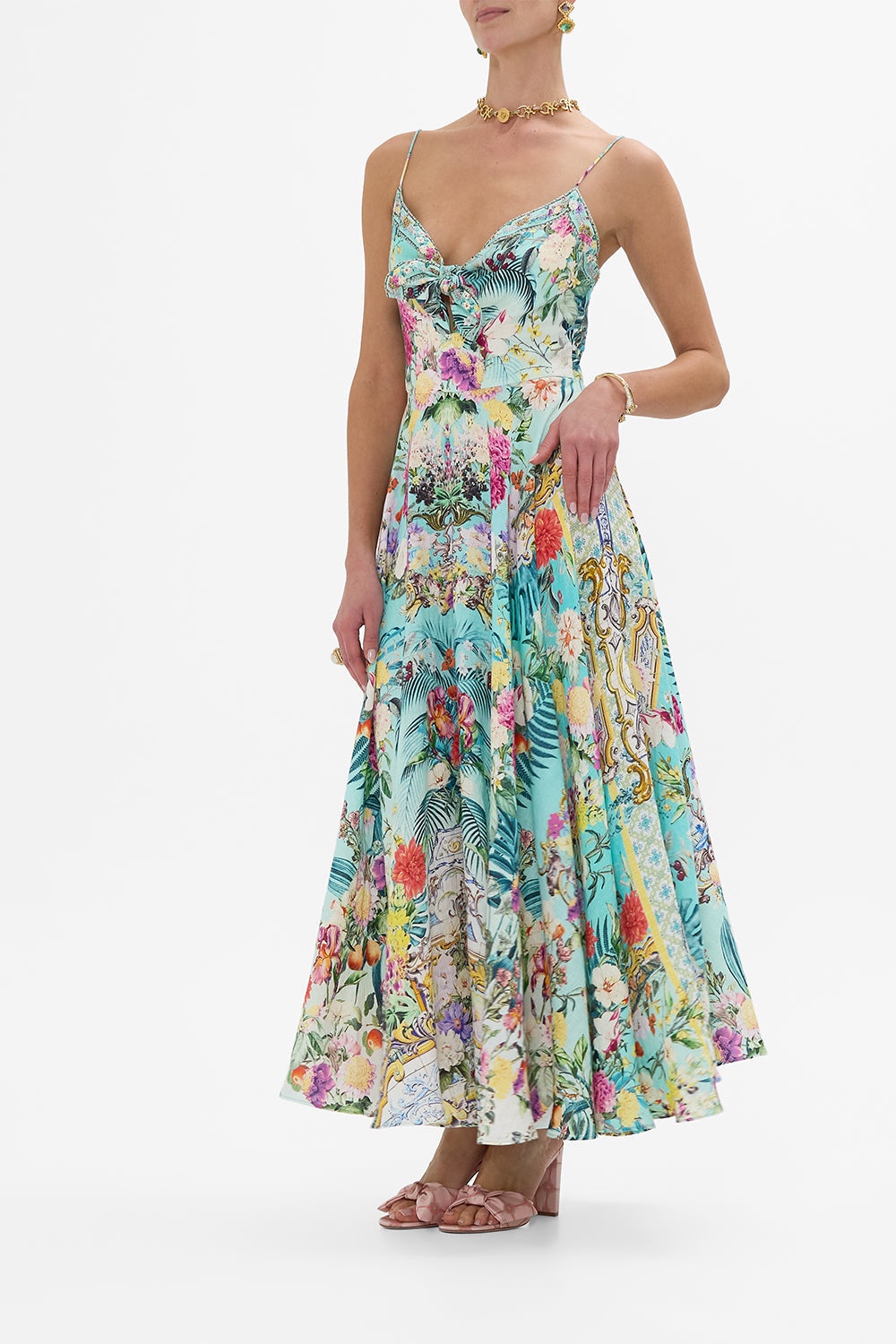 LONG DRESS WITH TIE FRONT - 4