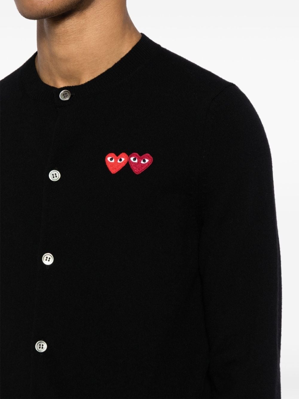 heart-patch wool cardigan - 6