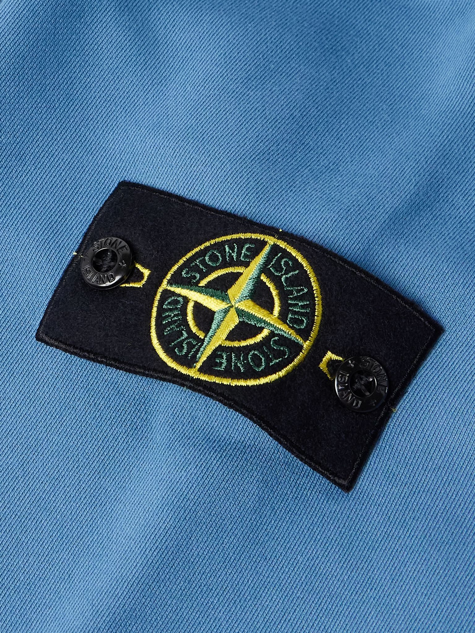 Logo-Appliquèd Garment-Dyed Organic Cotton-Jersey Sweatshirt Blue - 4