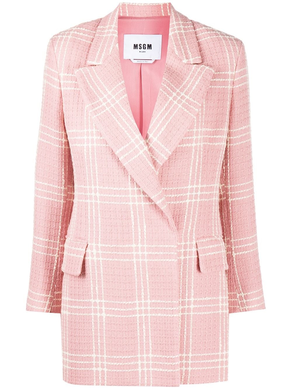 peaked lapel checked blazer - 1