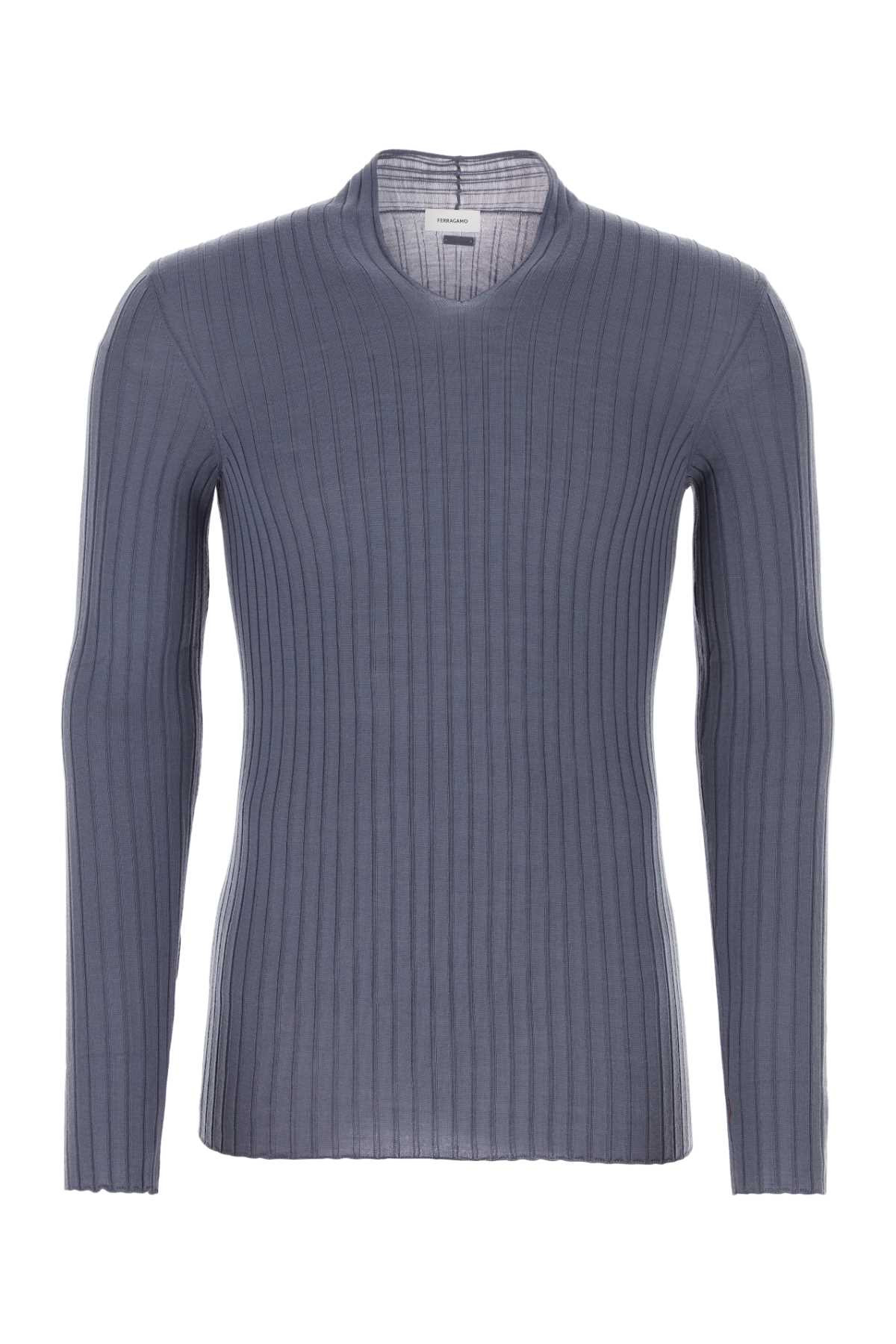 Salvatore Ferragamo Men Graphite Virgin Wool Sweater - 1