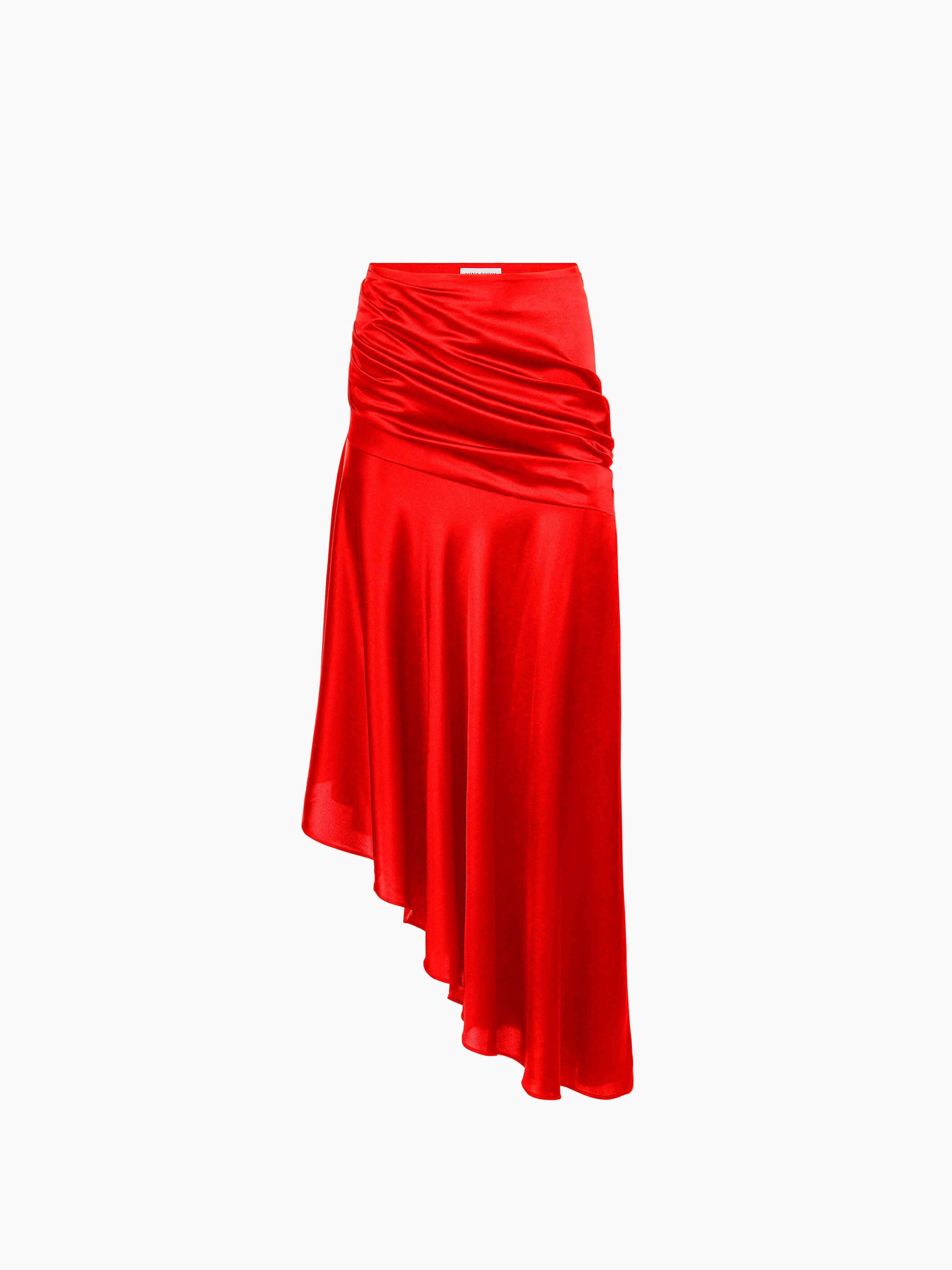 Red Asymmetric Draped Skirt - 5