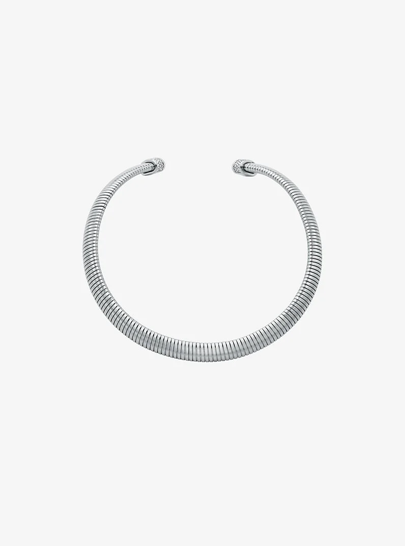 Precious Metal-Plated Brass Pavé Collar Necklace - 1