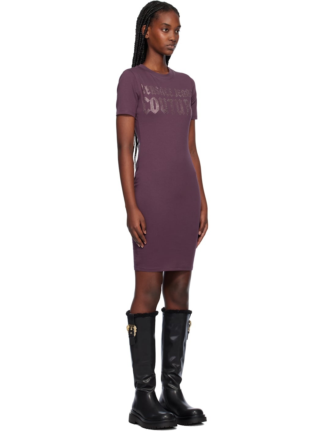 Purple Gothic Logo T-Shirt Minidress - 2