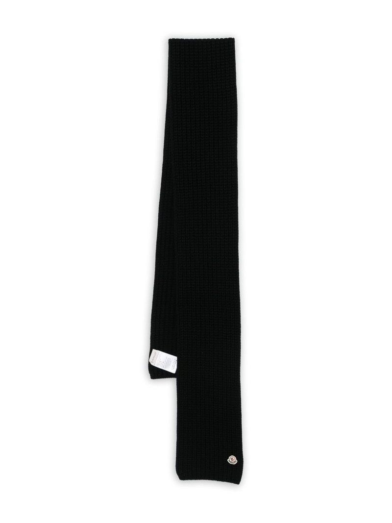 ribbed logo-patch scarf 1