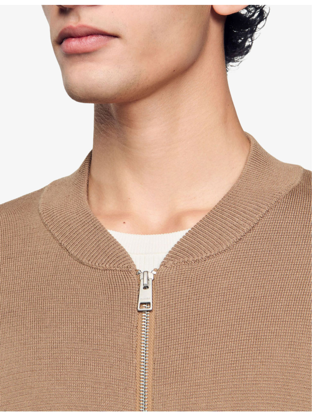 Ribbed-Collar Regular-Fit Cotton-Blend Knitted Jacket - 5