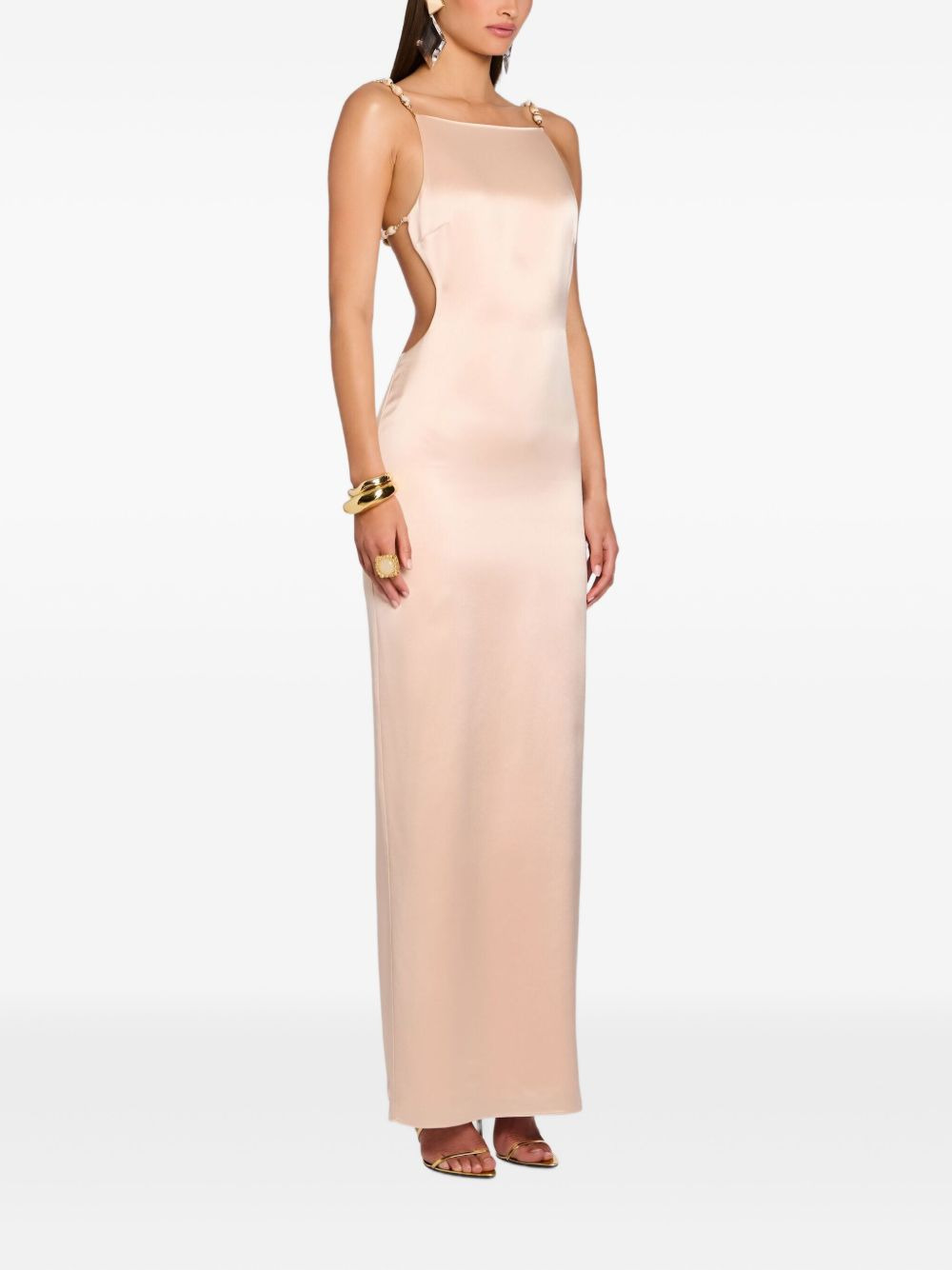 Evita bead-embellished open-back maxi dress - 3