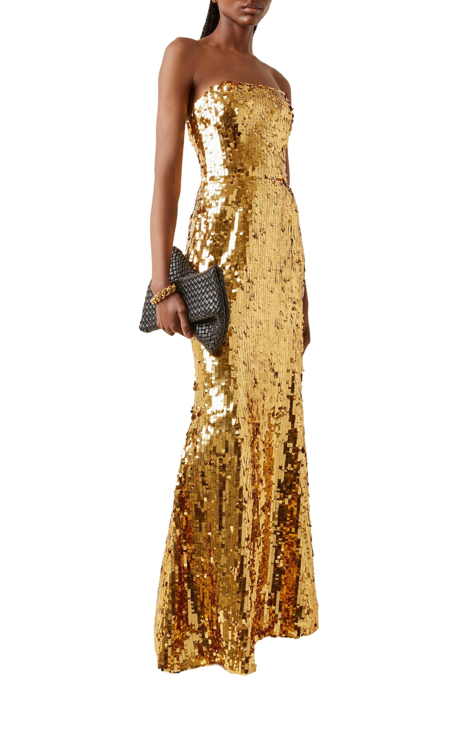 Sequined Strapless Gown Dress - 2