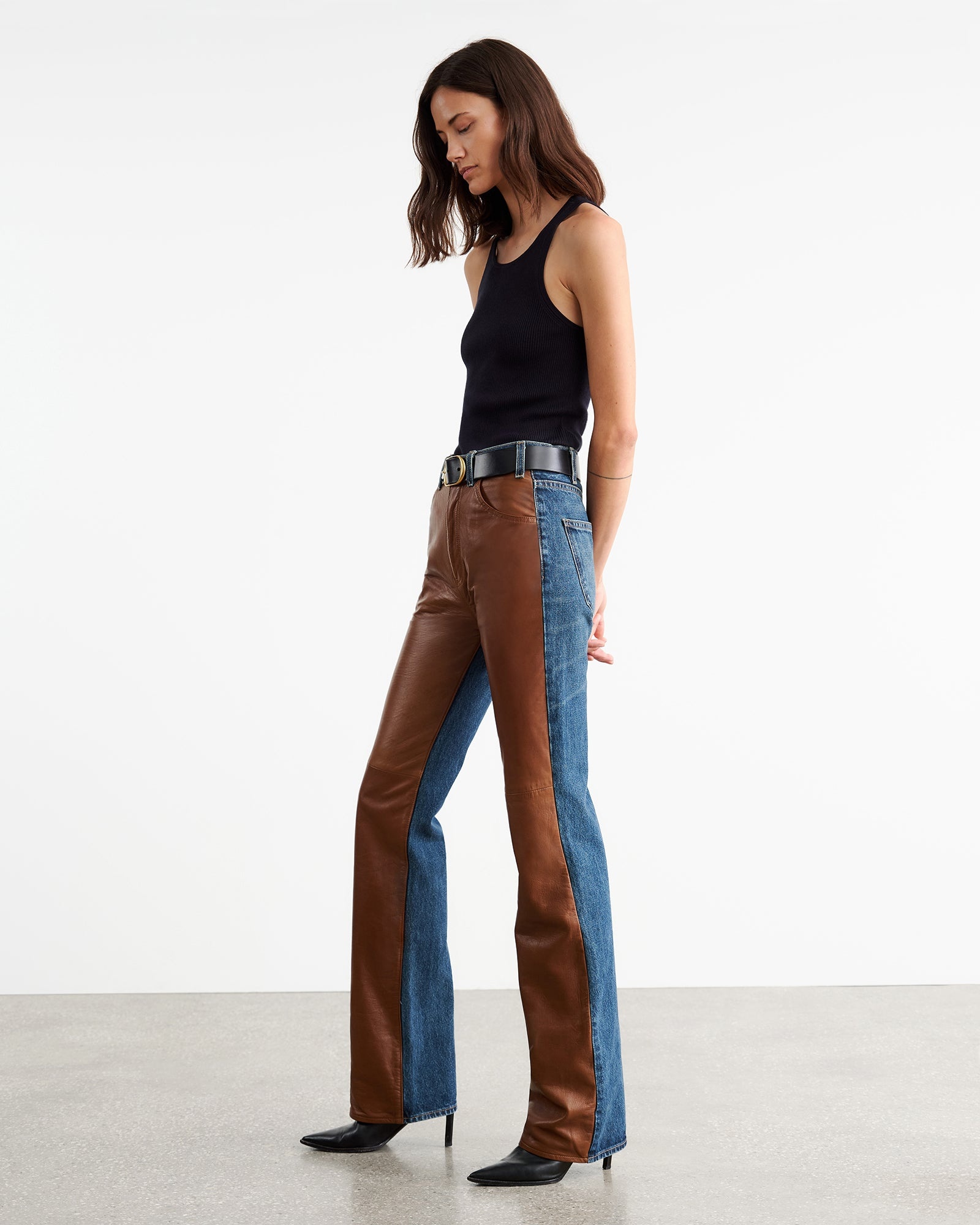 LIMITED EXCLUSIVE | JOAN LEATHER COMBO JEAN - 5