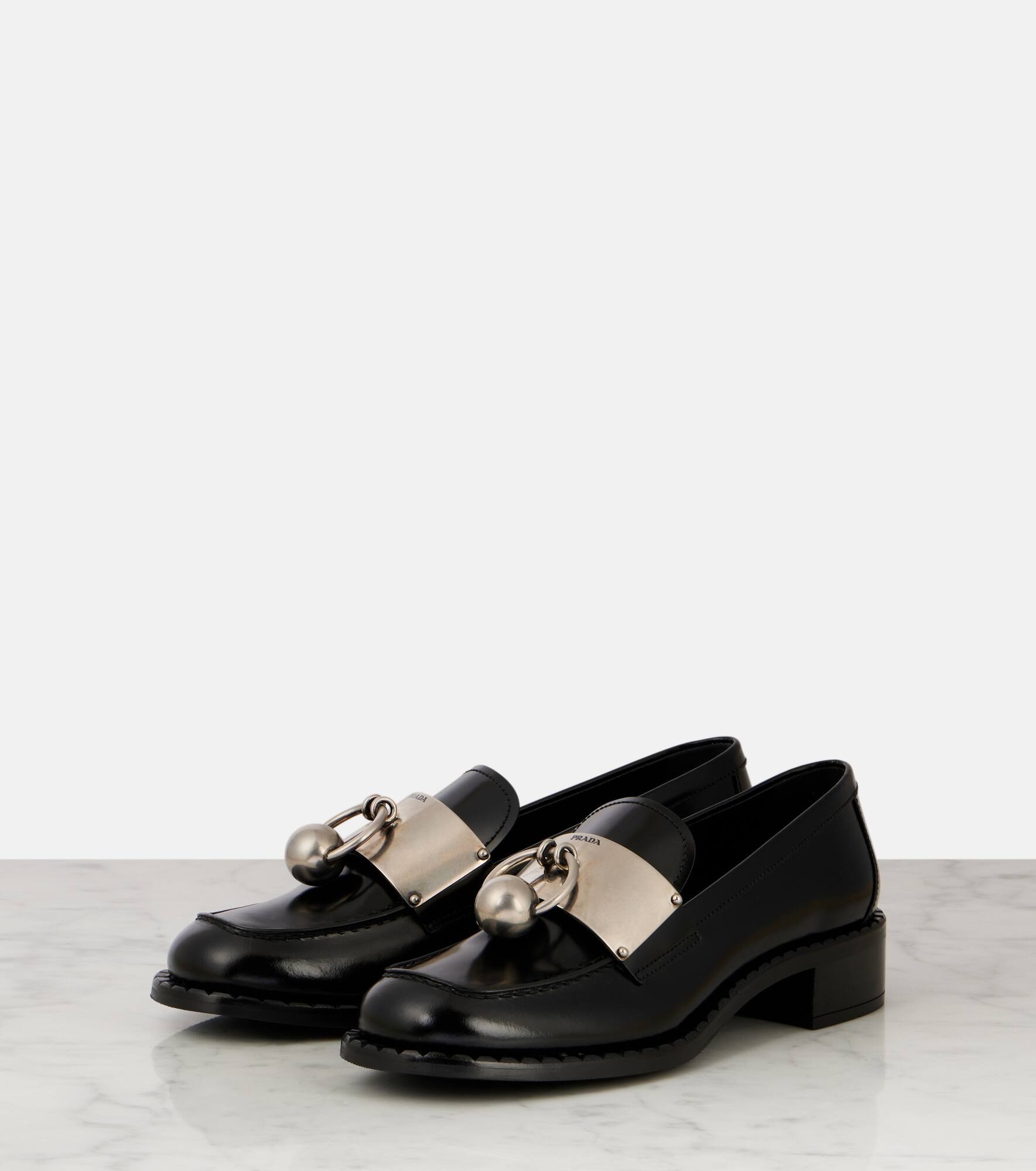 Embellished leather loafers - 4