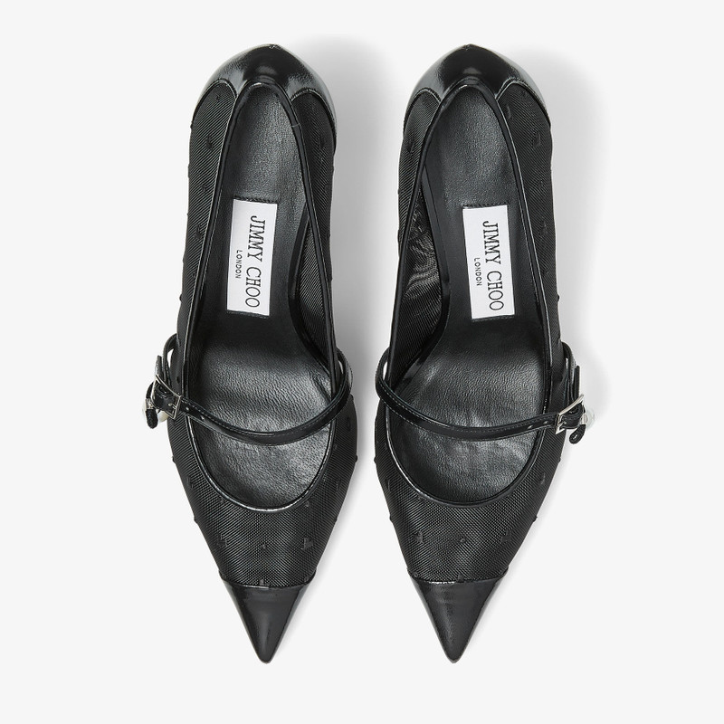 Aren Pump 65 Black Spazzolato and Heart Mesh Pumps with Pearl Charm 5