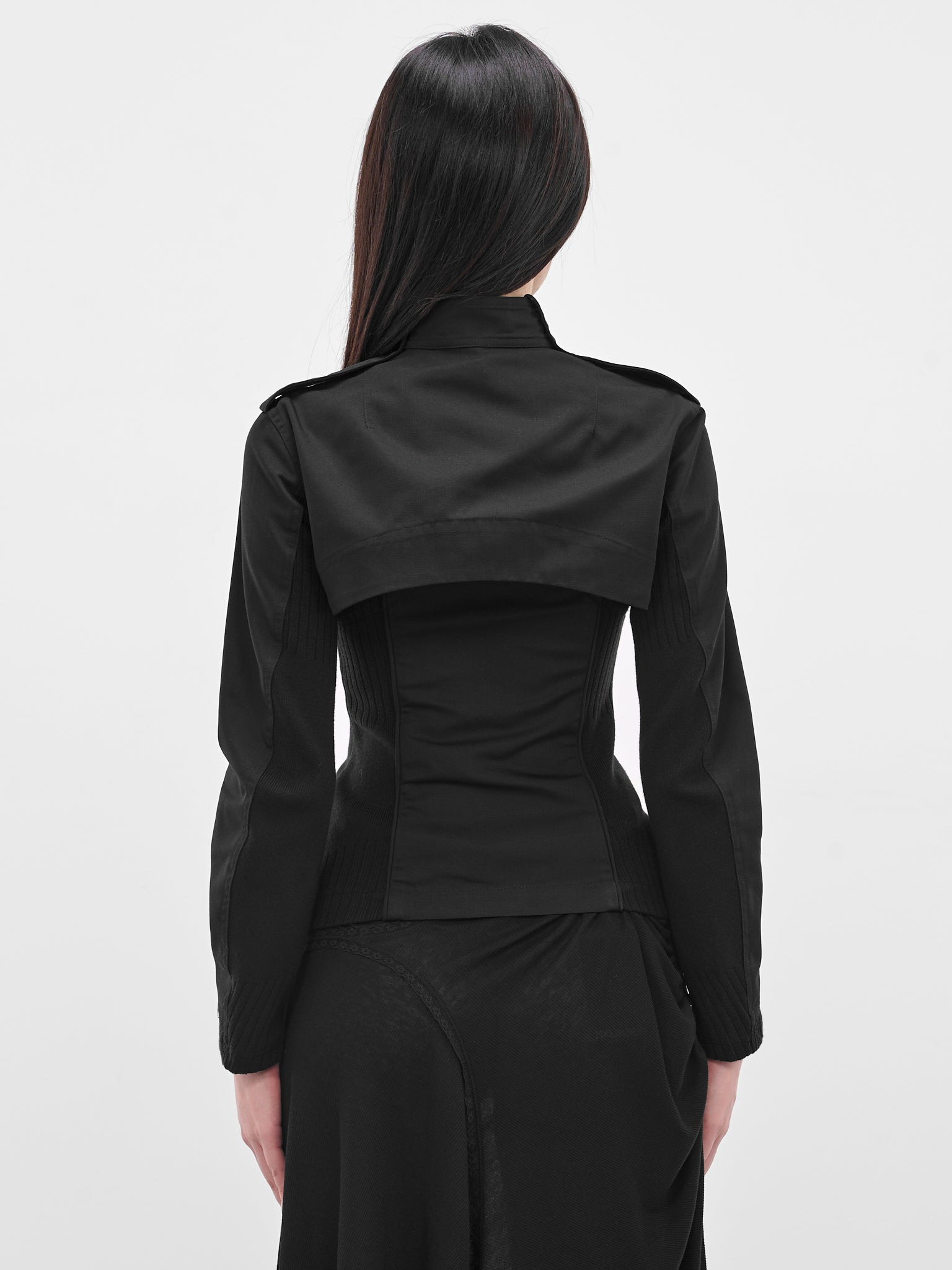 Black Double Layered Moto Jacket - 3