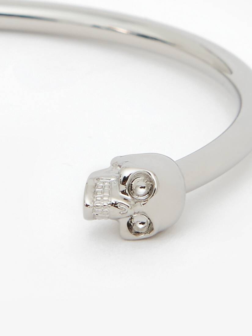 Thin Twin Skull Bracelet in Antique Silver - 3