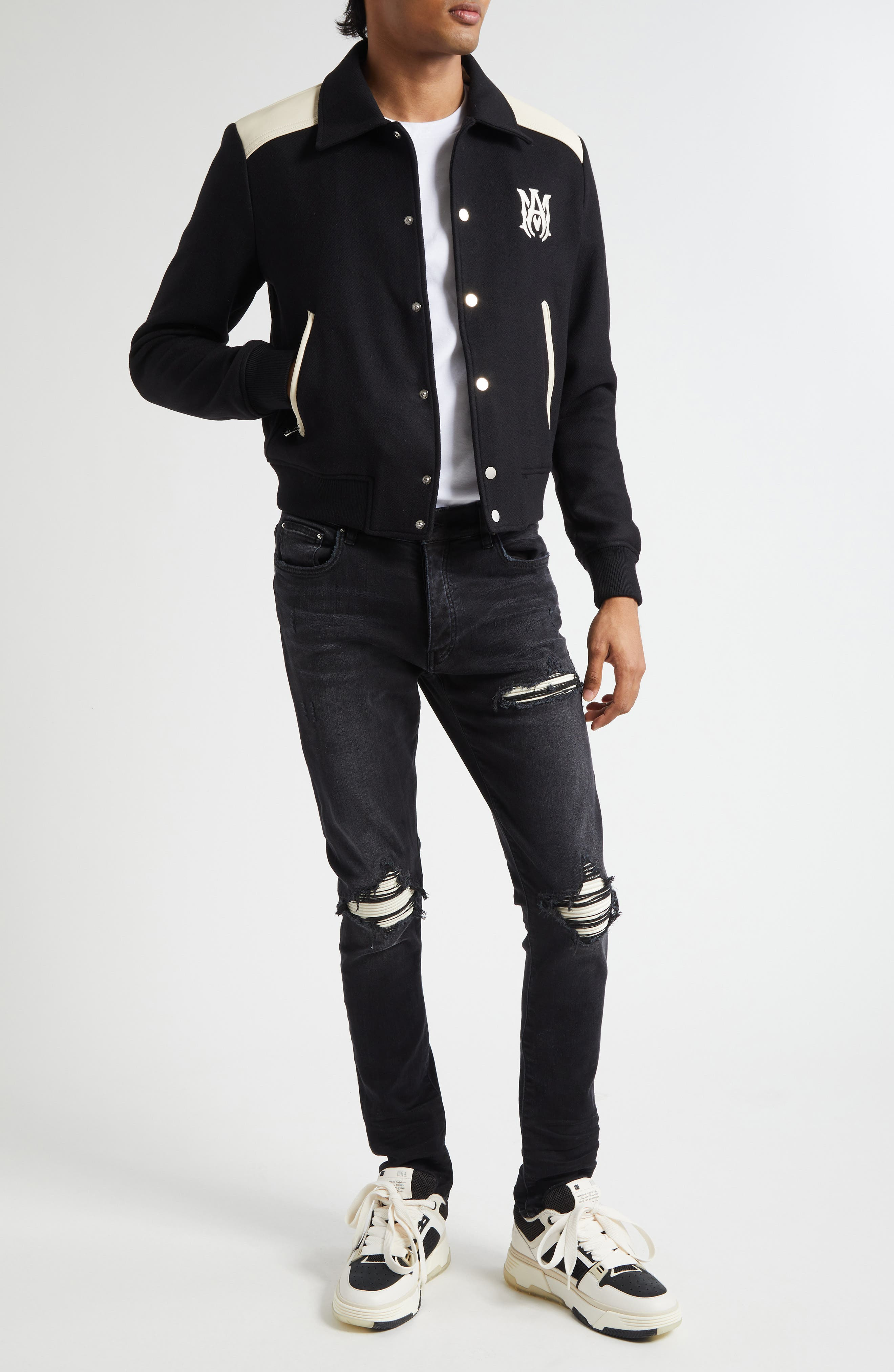 AMIRI MA Mixed Media Band Jacket in Black at Nordstrom - 2