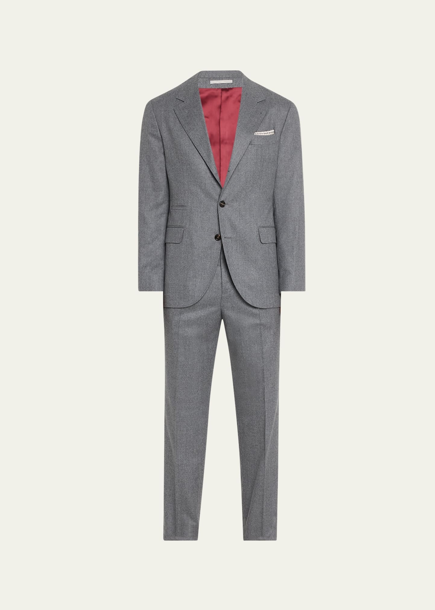 Men's Solid Wool Suit - 1