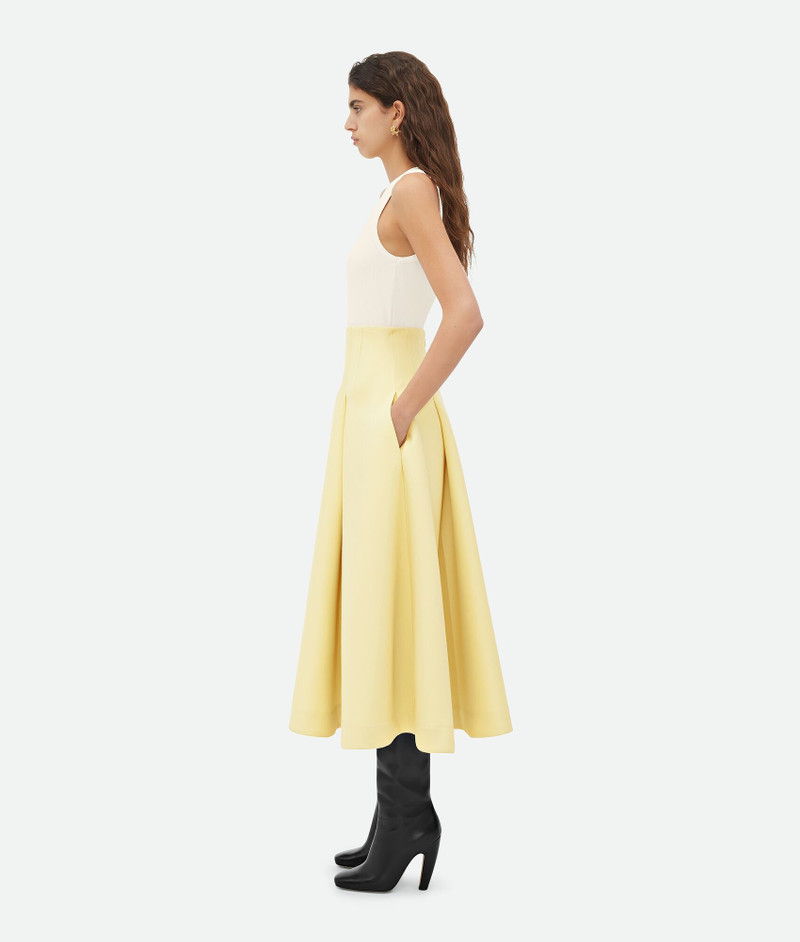 Bottega Veneta Compact Wool Wide Midi Skirt outlook